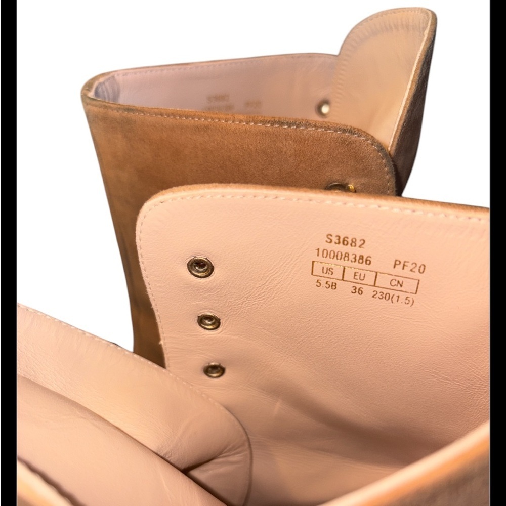 Stuart Weitzman Lace Up Fold Over Boot Suede Embe… - image 8